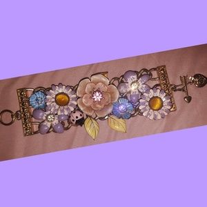 Vintage Betsey Johnson Ladybug & flowers bracelet